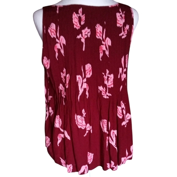 Anthropologie Maeve Soana Swing Tank Burgundy & Pink Flowy Boho Style Size 4 - Picture 6 of 10